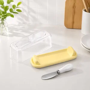 Butter Food Storage Box Rectangular with Knife Plastic Container for Household Kitchen Storage Box