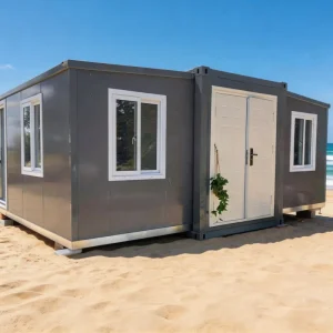 CE ISO 3-in-1 Design Double Wing Expandable Container House Folding Prefab Home Modular Villa with Kitchen and Full Bathroom