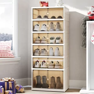 COIZY Easy Install One piece Foldable Plastic Shoe Cabinet 6 18 Pairs Capacity Home Wall Mounted Shoe Organizer Magnet