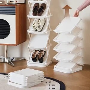 COIZY Four Tier Foldable Shoe Rack Home Entrance Large Capacity Storage Cabinet PP Material for Dormitory Bedroom Living Room