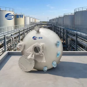 Carbon Steel Spherical Tank Pressure Vessel Storage Container with Flange Manhole for Gas Oil Chemical Treatment