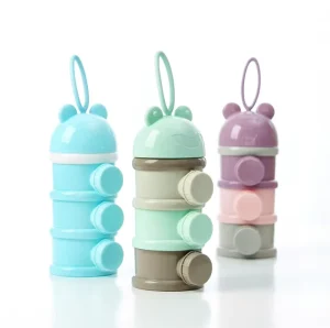Cartoon Bear Frog 3 Layer Milk Powder Box BPA Free Side Opening Baby Milk Powder Dispenser Portable Snack Storage Container