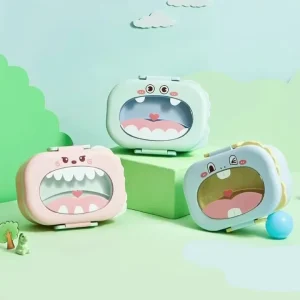 Cartoon Children 2 Compartment Sealed Tiffin Food Container Stainless Steel Thermal Insulation Bento Lunch Box for Kids School