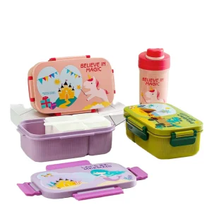 Cartoon Large Capacity Lunch Box Water Cup Set Portable Double Layer Sealed Lunch Box 1.8L/1.3L+500ml Cup