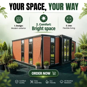 Casa Prefabricada 20ft Double Wing Expandable Container House 2 Room for Brazil Housing Project Resale Assets