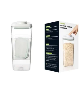 Cereal Container 4L 2 Piece Square Airtight Microwave Safe Plastic Kitchen Pantry Storage Jar for Bulk Food