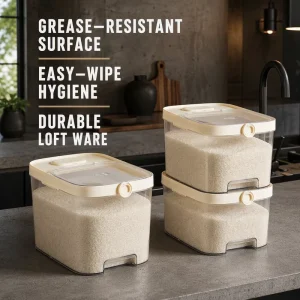 Cereal-safe Large Capacity Rice Storage Container 5L Food-Grade Plastic Sealed Pantry Organizer