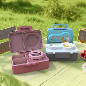 Children’s 3-Compartment Leakproof Insulated Stainless Steel BPA-Free Lunch Box Set