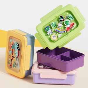 Children’s Cartoon 3 Compartment Lunch Box Microwaveable Outdoor Food Storage Container Student Plastic PP Bento Box