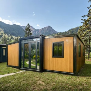China Prefab Mobile Folding Container Expandable House 3 in 1 Foldable Prefabricated Home Two Room One Hall