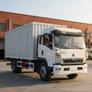 Chinese Manufacture Brand New HOWO 4X2 Van Left Hand Drive Diesel Container 160hp 180hp Cargo Truck Box Truck Heavy Duty for