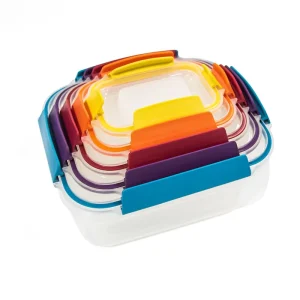 Choice Fun Housewares Kitchen Storage Organization Microwave Food Container clear Storage Bins 5 piece Set Bento Box