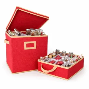 Christmas Fabric Rectangular Storage Box Partition for Holiday Decoration Ball Storage