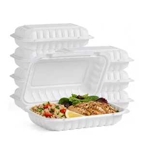 Clamshell MFPP Stackable Takeaway Boxes Heat Resistant Disposable Plastic Food Containers