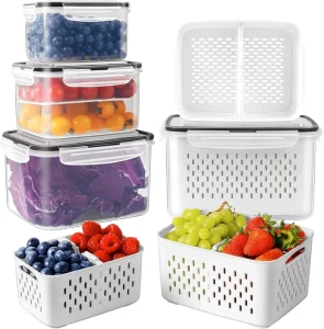 Classic 3pcs Clear Plastic Food Storage Bins Pantry Kitchen Container Sets Fridge Organizer Lid