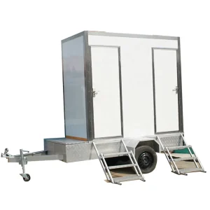 Classic Style Stainless Steel Portable Toilet on Trailer with Wheels Movable Outdoor Shipping Container Design