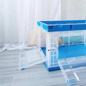 Clear Folding Transparent Plastic Storage Container Box with Lid and Dividers 100L Capacity Stackable for Lunch Case Use