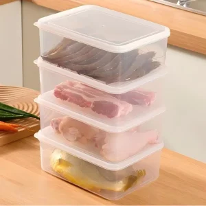 Clear Food-Grade PP Plastic 2L Stackable Storage Container with Secure Lid Dustproof Moistureproof Meal Prep Organizer