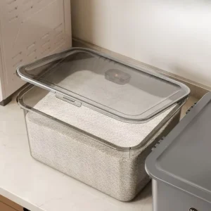 Clear Grey Airtight Moisture Proof Plastic Kitchen Grain Flour Food Cereal Storage Box Rice Storage Container