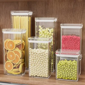 Clear Large Capacity Airtight Kitchen Canisters Plastic Cereal Storage Containers with Lids for Dry Food Small Size Kitchenware
