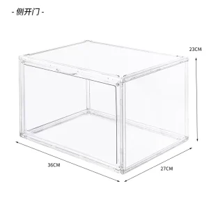 Clear PET Plastic Foldable Stackable Organizer Containers Transparent Box Storage Bins with Lids for Sneaker Shoe Display Case
