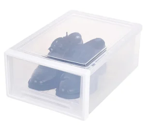 Clear Plastic Shoe Storage Box with Flip Lid Stackable Transparent Sneaker Organizer Container for Closet Shoe Arrangement