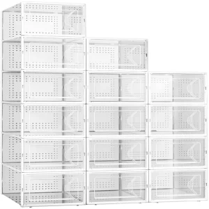 Clear Plastic Stackable Shoe Organizer for Closet Shoe Storage Boxes Shoe Storage Containers