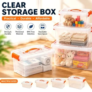 Clear Plastic Storage Boxes Bins With Lids High Capacity Stackable Container for Warehouse Bulk Items