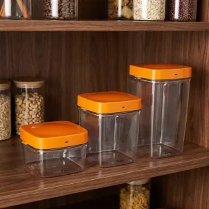 Clear Plastic Vacuum Sealed Airtight Container BPA Free Eco Friendly Stackable Food Box Flip Top Lid Freezer Safe Large Capacity