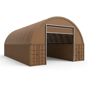 Clear Span Snow Load Heavy Duty Bolt-on Steel Frame Curved Dome Container Shelter for Port Logistics Cargo Storage