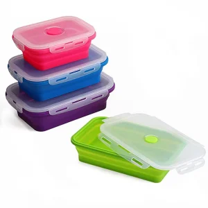 Collapsible Food Storage Containers with Lid Silicone Collapsible Bowls Leak proof Lunch Bento Box