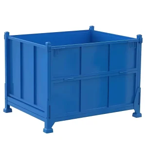 Collapsible Metal Logistics Container with Stackable Design and Security Door Lock System