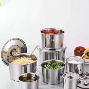 Commercial 304 Stainless Steel Seasoning Condiment Holder With Lid Horeca Restaurant Condiment Container for Hotel
