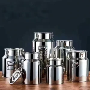 Commercial Kitchen Milking Bucket with Lids Stainless Steel Airtight Dairy Food Storage Containers Set Equipment