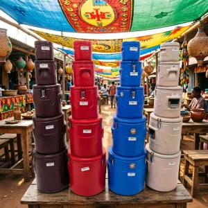 Commercial Stainless Steel Large Double Wall Insulated Thermos Barrel Food Warmer Food Storage and Container