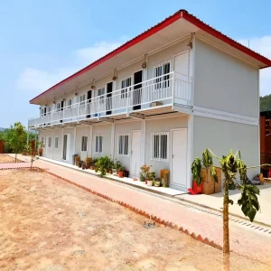 Compact Steel Sandwich Panel Container House with Glass Office and Hotel Use