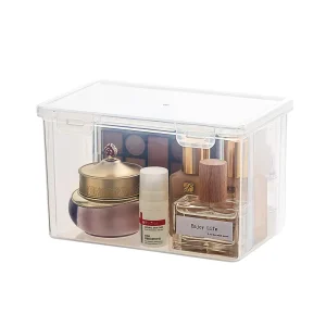 Compartment Storage Box Large Capacity Plastic Household Desktop Stackable Transparent Container