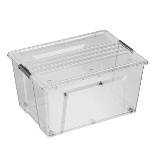 Competitive Price Durable 132L Custom Design Large Clear Plastic Packing Containers Box With Lid Wheels