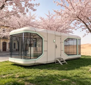 Complete Interior Decoration Custom Space Capsule House Movable Outdoor Retail Space Breathable Modern Design