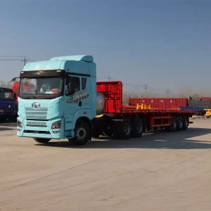 Container Flatbed Semi Trailer 40 Ton 3 Axle Flatbed Trailer for 20ft 40ft Containers with Twist Lock