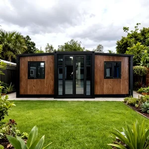 Container House 20ft Expandable Container House Prefab House Luxury Wood Grain Modular ADU Villa