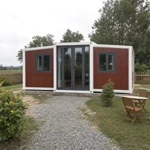 Container House 20ft Expandable Container House Prefab House Luxury Wood Grain Modular ADU Villa