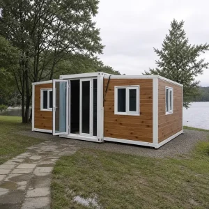 Container House 20ft Expandable Container House Prefab House Modern Wood Grain ADU Villa Cabin