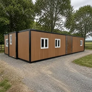 Container House 40ft Expandable Container House Prefab House Luxury Wood Grain Modular 3 Bedroom Villa