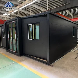Container House White Window Frames Black Steel Frame Glass Door Backyard Studio Villa