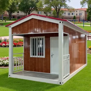 Contemporary A frame 20ft 40ft Steel Container Villa Hotel Sandwich Panel Material Container House With Covered Terrace Balcony