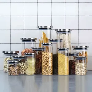 Contemporary Borosilicate Glass Food Storage Jars Bamboo Lids Airtight Moisture Proof Portable Large Capacity Kitchen Containers