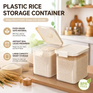 Contemporary Plastic Rectangular Nordic Style Rice Storage Container Home Use Insect Proof Moisture Proof Sealed Box