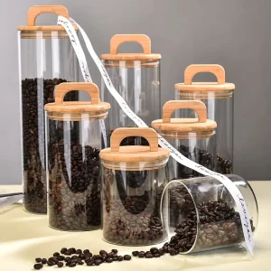 Cork covered Storage Jar with Handle Coffee Display Storage Container Kitchen Food grade Glass sealed Container