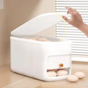 Cream White European Design Egg Storage Box with Flip Top Lid PP Food Storage for Kitchen